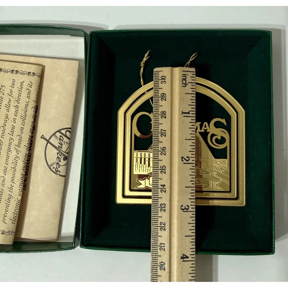 1997 Florida Easter Seal Society 24k Gold Skyway Bridge Christmas Ornament Boxed